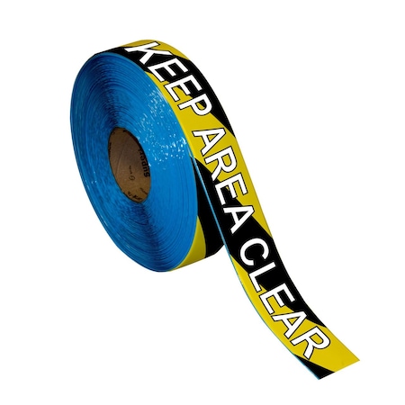 Superior Mark Floor Marking Message Tape, 2in x 100Ft , KEEP AREA CLEAR B/Y Stripe IN-40-710I